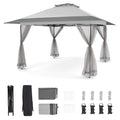 Bezseller 13x13 Pop Up Gazebo with Mosquito Netting – Easy 1-Person Setup, Water-Resistant Backyard Canopy for Family Patio & Garden Use,Light Grey - color: Light Grey, size: 13"x13"