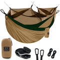 Gold Armour Camping Hammock - Camping Essentials, Double Hammock with Bug Net, Camping Gear Hammock for Outside, Hiking, and Travel (Khaki & Green) - color: Khaki & Green