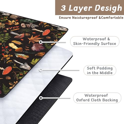 Picnic Blankets Waterproof Extra Large, 80"x 80" Outdoor Beach Blanket Sandproof Oversized Foldable Lightweight Portable 3-Layer Camping Mat for Parks,Hiking,Travel,Music Festival(Mushroom) - color: Black Mushroom, size: 6'8" x 6'8" (Square)