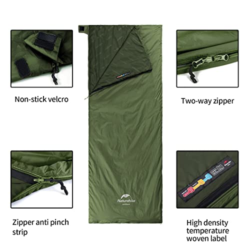 Naturehike Lightweight Compact Sleeping Bag, 59℉/32℉ Envelope Ultralight Backpacking Sleeping Bag Portable, Waterproof with Compression Sack for Cold&Warm, Camping, Traveling, Hiking - color: Pine green