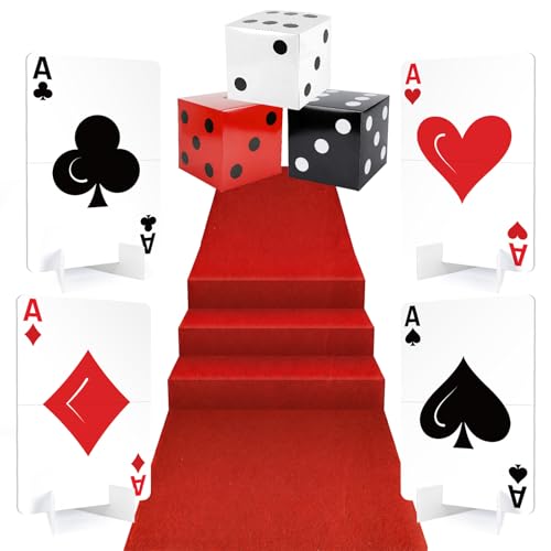 Casino Theme Party Decorations, Giant Poker Yard Sign with Large Casino Dice Boxes, Wonderland Lawn Sign for Poker Themed Party Decorations, Magician Birthday Decor Supplies