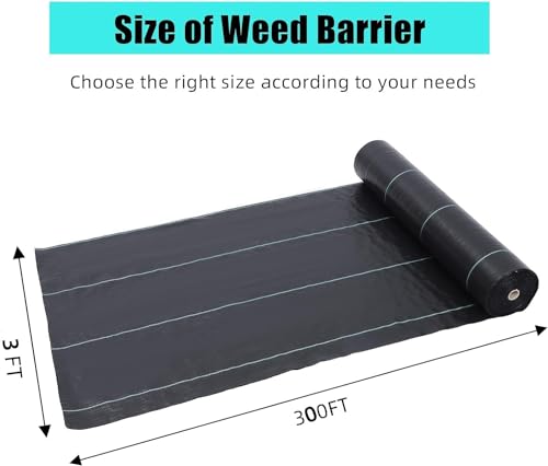 Broadfashion 3ft x 300ft Premium Weed Barrier Landscape Fabric, 3.24 oz Heavy Duty, Weed Control Fabric, High Permeability, Good for Flower Bed, Driveway Fabric and Ground Cover - size: 3ft x 300ft & 3.24 oz