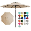 JEAREY 9 ft 2-Tiers Patio Umbrellas Outdoor Table Market Umbrella w/Push Button Tilt/Crank, 8 Sturdy Ribs, UV Protection Waterproof Sunproof(Beige) - color: Beige