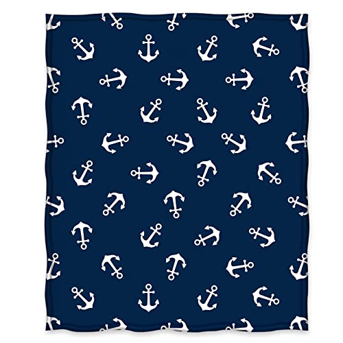 Jekeno Nautical Anchor Blanket Gifts for Men Women Kids Boys Birthday Christmas for Dad Husband Son Fathers Day Presents Sea Adventure Ocean Theme Navy Throw Blankets Dark Blue 50"x60" - color: Color6, size: 50"x60"