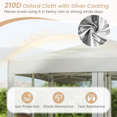 Tangkula 10x10 Ft Pop Up Canopy with Netting, Easy Up Outdoor Tent with Mesh Sidewalls, Carrying Bag, Adjustable Height, Portable Canopy Tent for Parties Events Camping Travel - color: Gray