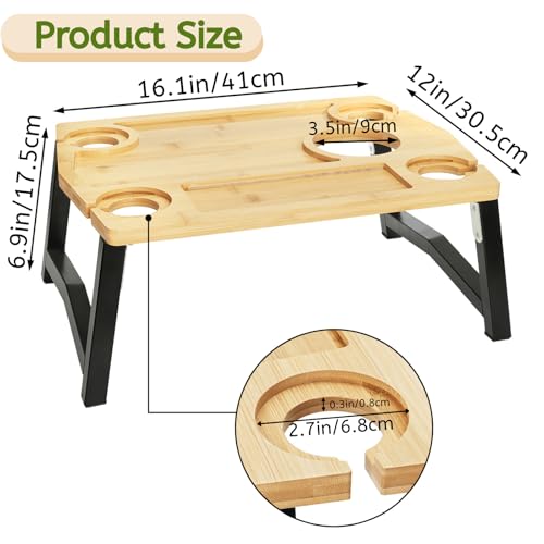 Youeon Portable Wine Picnic Table with Glass Holder, Foldable Durable Picnic Charcuterie Board, Small Wine Table Snack & Cheese Tray for Picnic, Beach, Camp, Park, Wine Lover Gift