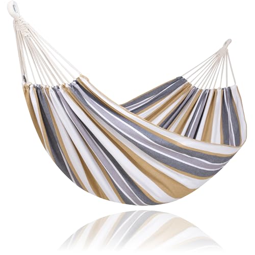 SUNCREAT Large Hammock for Tree, Outdoor Tree Fabric Hammock Only, Coffee Stripes - color: Coffee Stripes, size: X-Large