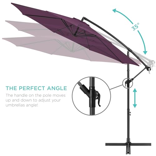 Best Choice Products 10ft Offset Cantilever Hanging Market Patio Umbrella, 8 Sturdy Ribs, Easy Adjustment - Amethyst Purple - color: Amethyst Purple, size: Offset