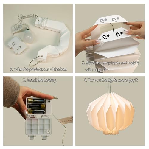 Battery Operated Outdoor Paper Lantern — 2Pack Waterproof Hanging Decorative Light with Remote Timer, Foldable Pendant Paper Lantern for Patio Garden Backyard, Porch Decor - style: Lantern-2pc