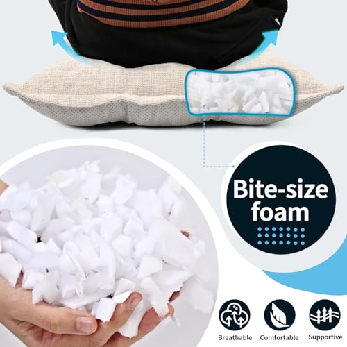 SINSOSSO Large Floor Pillow 22", Thickened Bite-Size Memory Foam Square Non-Slip Cushion for Office Back Support/Indoor Yoga/Chair Seat, Fashionable Color-Blocked Fabric & Washable, Beige, 1 PCS - color: Beige