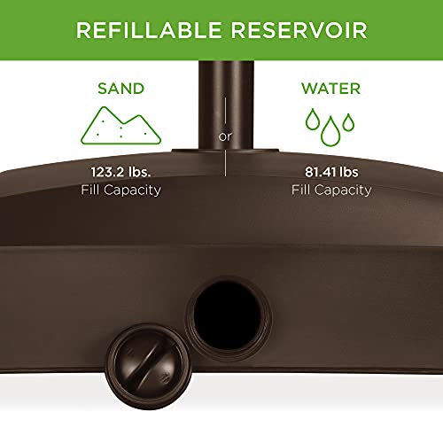 Best Choice Products 123lb Capacity Fillable Mobile Umbrella Base Heavy Duty Market Stand for Patio, Deck, Poolside w/ 4 Wheels, 2 Locks, 2 Knobs, Wind-Resistant Design - Bronze - color: Bronze