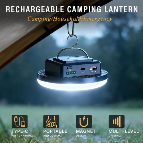 Camping Lights Tent Light 4500 Lumens 45W Rechargeable LED Lantern Magnetic Hanging, Portable USB Outdoor Canopy, Emergency Lights for Home, Lanterns for Power Outages, Ice Shanty Lights-10000mAh - size: 10000 mAh