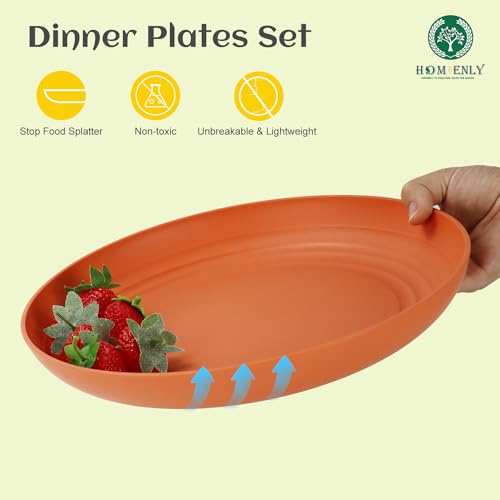 Homienly Deep Dinner Plates Set of 8 Alternative for Plastic Plates Microwave and Dishwasher Safe Wheat Straw Plates for Kitchen Unbreakable Salad Plate with 4 Colors (Colorful, 11 inch) - color: Classic Bright, size: 11 inch