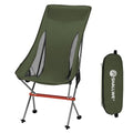 SHALLWE Camping Chairs, All Aluminum Frame Portable Folding Camp Chair for Adults, Heavy Duty High Back Collapsible with Built-in Pillow, Side Pocket, Carry Bag for Backpacking, Hiking, Beach - color: Green