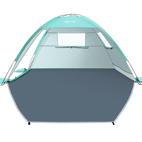 Glymnis Beach Tent Sun Shelter for 3 Person with UPF 50+ UV Protection, Lightweight & Easy Setup Beach Shade Canopy with Vent Windows & Zippered Door - Green - color: Green, size: 3 Person