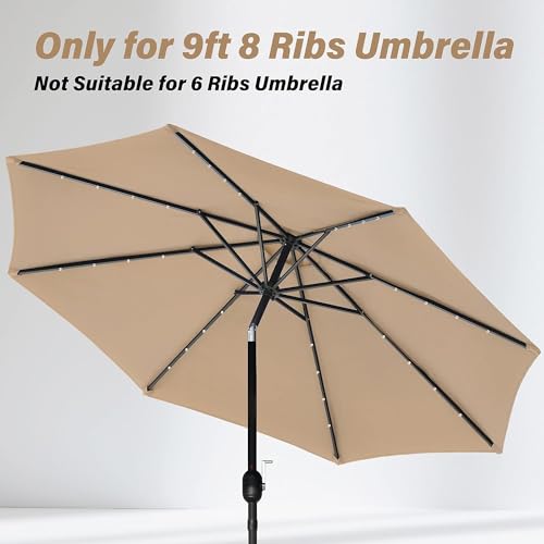 Simple Deluxe 2 Pack 9' Patio Umbrella Replacement Canopy Only Outdoor Table Market Yard Umbrella Replacement Top Cover with 8 Ribs, Tan - color: 2P-Tan Canopys, size: 9ft