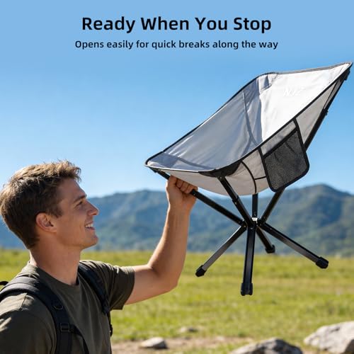 Premium Camping Chair, Folding Outdoor Chair with Aluminum Frame, Sturdy and Durable Portable Chair for Camping, Fishing, RV Travel, All-Weather Use - color: Grey, size: E