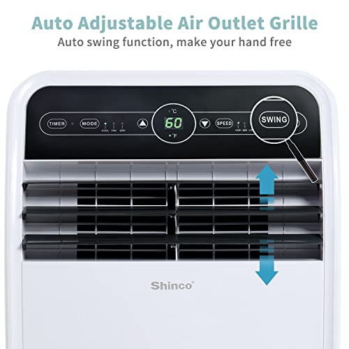 Shinco 12,000 BTU Portable Air Conditioner with WiFi, Portable AC Unit with Built-in Cool, 3-in-1 Cooling Fan & Dehumidifier for Rooms up to 450 Sq.Ft, Remote, 24H Timer, Installation Kits - color: SPF1-White-WIFI, size: 12000 BTU