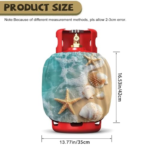 Propane Tank Covers 20lb Starfish Outdoor Heavy Duty Waterproof Windproof Blue Gas Tank Cylinder Cover with Elastic Brand Dress up Your Gas Grill, Fits Standard 20lb Cylinder - color: Starfish Blue