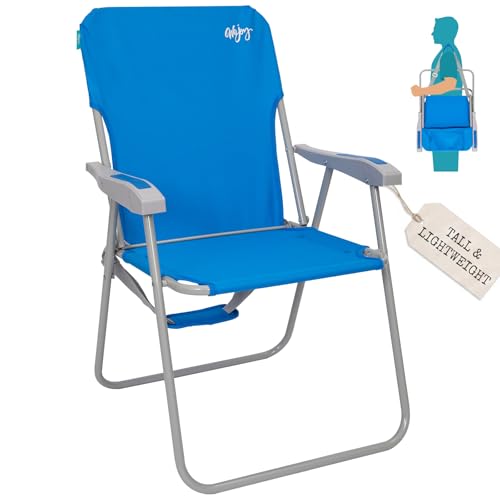 #WEJOY Folding Beach Chair for Adults, Lightweight Beach Chair with Shoulder Straps, High Back Camping Chairs with Hard Armrest, Supports 300lbs for Outdoor Lawn Concert - color: #C 1 Pack Blue, style: Classic