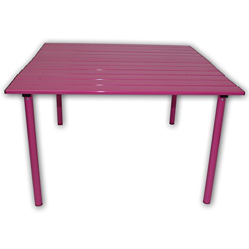 A2716F Low Aluminum Portable Table with Carrying Bag, Fuchsia - color: Fuschia