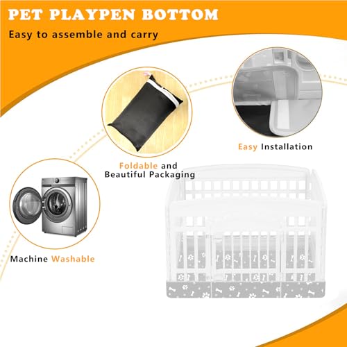 Dog Playpen Bottom for 36" Inch Pet Playpen with 4 Panels, Dog Crate Bottom Pet Tent Puppy Play Pen Bottom, Ideal for Indoor/Outdoor Use. Note: Playpen Not Included. (Gray) - color: Gray