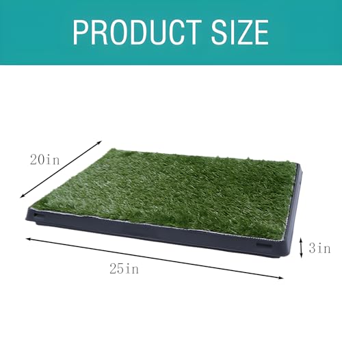 Dog Urinal containing 2 Replaceable lawns, Dog Potty Grass .Portable pet bedpans that can be Washed， Suitable for Almost All Types of Dogs. Length: 25 inches. Width 20 inches. Height: 3 inches