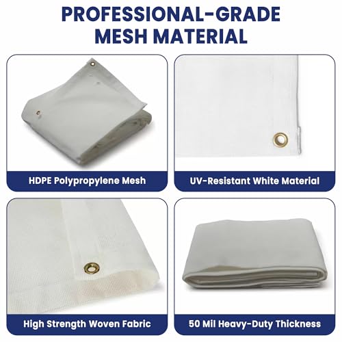 Tarps Now 16' x 20' White Heavy Duty Mesh Tarp with Brass Grommets - UV Resistant Reflective White 75% Sun Shade, Backyard, Patios, Breezeways, Gazebos, Kennels, Mesh for Flatbeds, Trucks or Trailers - size: 16' X 20'