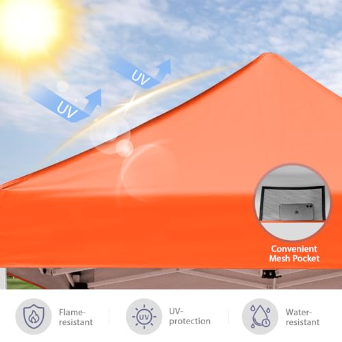 5x5 Pop Up Canopy Tent, Instant Portable Beach Canopy, Outdoor Tent with Carry Bag for Camping, Sports, Tailgating, Events, Orange - color: Orange, size: W/O Wall