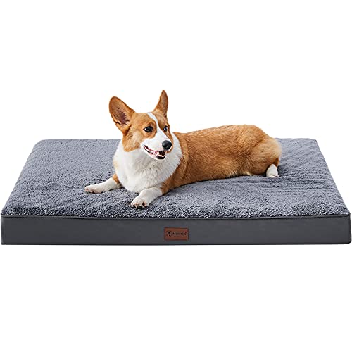 Waterproof Dog Beds for Small Dogs Orthopedic Dog Beds for Crate with Removable Washable Cover Egg-Crate Foam Pet Pad Mat with Anti-Slip Bottom, 23x17 Inch, Grey - color: Grey, size: 23"L x 17"W x 3"H