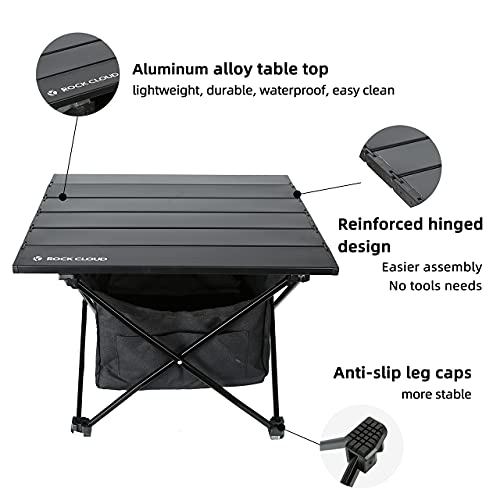 ROCK CLOUD Portable Camping Table Ultralight Aluminum Camp Table with Storage Bag Folding Beach Table for Camping Hiking Backpacking Outdoor Picnic - color: Black, With Storage Bag, size: Small