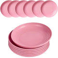 Wheat Straw Plates Unbreakable Dinner Plates Set of 6, Reusable Lightweight Plastic Plate for Camping Kitchen, Microwave and Dishwasher Safe (Pink) - color: 6 Pink