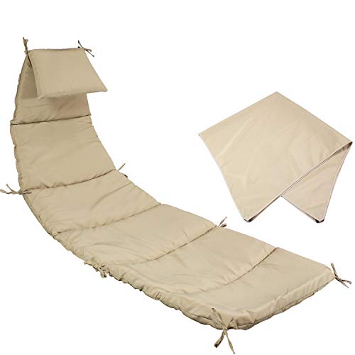 Sunnydaze Outdoor Hanging Lounge Chair Replacement Cushion and Floating Umbrella Fabric Only - Curved Swing Chair Cushion Replacement - Beige - color: Beige