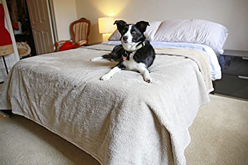 Kritter Planet Large Waterproof Bed Blanket for Intimacy, King Size Love Couples Bed Cover Leakproof, Reversible Protector Furniture Couch Cover for Dogs Pets, Washable, Stain Proof, Hair Resistant - color: Camel/Taupe, size: 90"x80"