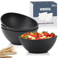 Wrova 65oz Large Salad Bowls Black - Wheat Straw Salad bowls Set of 4 - Unbreakable Salad Bowls Dishware & Microwave Safe - BPA Free Bowls for kitchen,camping - color: Black, size: 4 Pack
