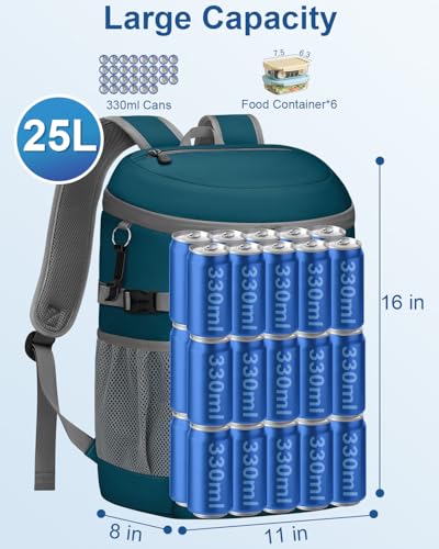 Pritent Cooler Backpack Insulated Waterproof,30/45 Cans Backpack Coolers Leakproof Lunch Backpack for Men Women Portable Soft Cooler Bag for Beach Camping Trave Picnic - color: leather dark blue, size: 30 Cans
