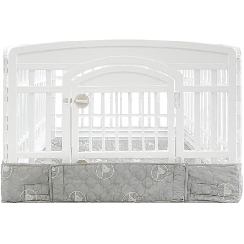 PJYuCien Dog Playpen Bottom Pad Fits for 36 Inch 4 Panels Exercise Pet Pen, Using as a Fence Stabilization and Puppy Pen Mat, Hoop and Loop Design, Grey (Playpen Not Included) - style: Grey Bottom, 36"Width, Grey ( Adhesive Tape Connections )