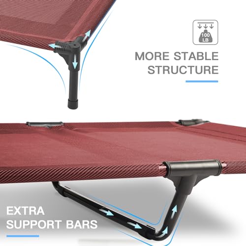 suddus Elevated Dog Bed Waterproof Outdoor, Portable Raised Dog Beds, Dog cots Off the Floor, Dog Beds Easy Clean Indoor or Outdoor Use, Medium, Red - color: Red, size: M (30"Lx 23"Wx6.3"H)