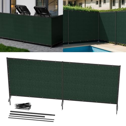 5' x 2' Green Outdoor Privacy Screen Freestanding 240 GSM Privacy Fence Panels for Outside, Pool Fences with Poles, Backyard Temporary Fencing, Privacy Wall Ground Pole Fence - color: Green, size: 5' x 2'