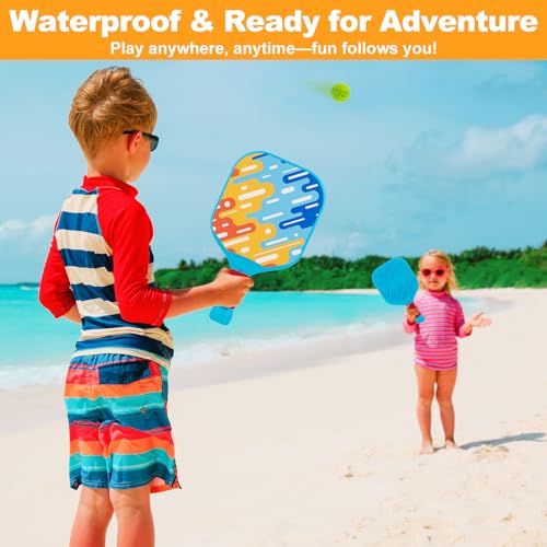 Outdoor Toys for Kids Pickleball Paddles - Outside Beach Yard Games Toy for Kid Ages 4-5-6-7-8-12 Year Old Boys & Girls Gifts, Balls Set of 2, Lightweight & Durable Grip for Small Hands, Beginner - color: Blue