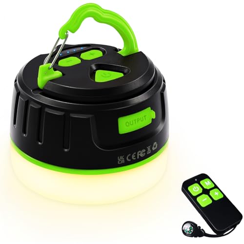 Yonktoo Rechargeable LED Camping Lantern 1000LM, 300H Runtime, 6400mAh, IPX5 Waterproof Tent Light for Camping, Hiking, Power Outages, Home, Emergency Use - Wireless Remote Edition,Green - color: Green, size: Wireless Remote Edition