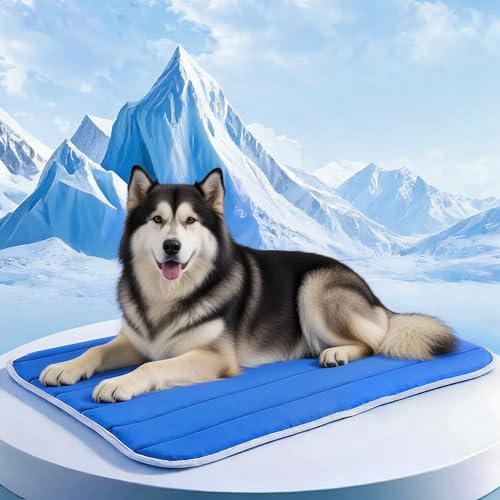 Dog Cooling Mat, Cold Memory Sponge Cooling Mat for Dog,Foldable Crate Pet Bed & Non-Slip, (Q-Max > 0.45) Long-Lasting Cool & Keep Your Pet Cool. (X-Large - (43.3 x 31.5 Inch) - size: X-Large - (43.3 x 31.5 Inch）