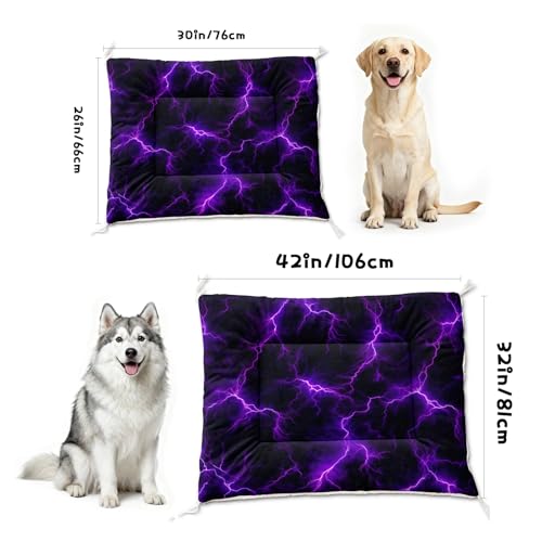 Nttopship Dog Cat Bed Mat Ultra Soft Fluffy Pet Bed Washable Fashion Dog Crate Beds Comfy Comfy Pet Sleeping Pad Suitable for Pet Raised Bed(30"x26",Purple Lightning) - color: Purple lightning, size: Medium