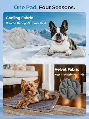 Dog Cooling Mat, Reversible Cool & Warm Pet Orthopedic Pad, Thick Mat for Summer & Winter, Machine Washable, Portable for Crate, Kennel, Bed, Floor, Sofa, Car (Cool Grey, X-Large) - size: X-Large