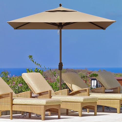 EliteShade USA 10-Year-Non-Fading 6x6Ft Square Market Patio Umbrella, UPF 50+ UV Protection Performance Sun Umbrella, Heavy Duty Commercial Grade Outdoor Table Umbrella with Crank, Windproof Vented Top for Garden, Pool, Deck and Outdoor Playsets, Heather