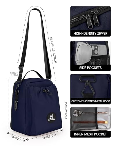 Sports rabbit Insulated Lunch Bag for Men – Compatible with Rubbermaid Food Containers – Water-Resistant Wax-Coated Oxford Fabric Leakproof Cooler Tote – Perfect for Work, Travel, Picnics (Dark Blue) - color: Dark Blue