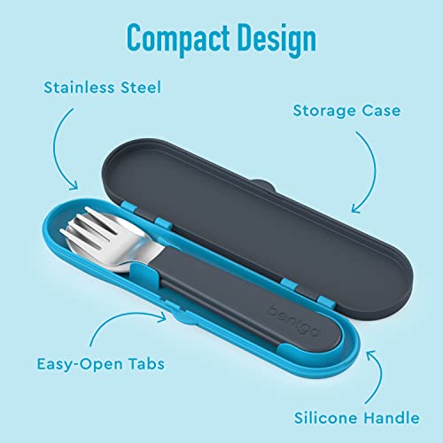 Bentgo Kids Stainless Steel Utensil Set - Reusable Fork, Spoon & Storage Case, PFAS- & BPA-Free, Easy-Grip Handles, Lightweight, Dishwasher Safe, School Lunch, Travel & Outdoors (Dinosaur) - color: Dino