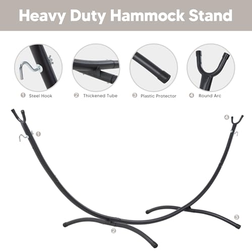 SUNCREAT Portable Outdoor Hammock with Stand Included, Double Hammock with Stand for Outside, Beige - color: Beige