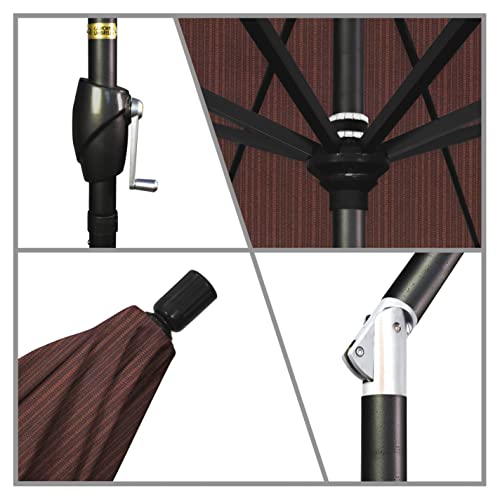 California Umbrella 9' Round Aluminum Market Umbrella, Crank Lift, Push Button Tilt, Black Pole, Terrace Adobe Olefin - color: Terrace Adobe