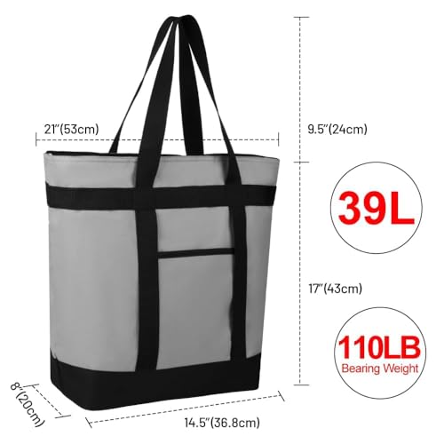 Insulated Reusable Tote Bag for Grocery Shopping for Women/Men, Pizza/Food Delivery Bag to Keep Food Cold/Hot for Uber Eats/Doordash/Grubub, Cooler Bags for Travel/Beach/Picnic, Cooler Bag,Grey - color: Grey, size: Non-Waterproof